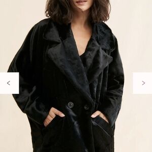 Free People Black Faux Fur Coat.